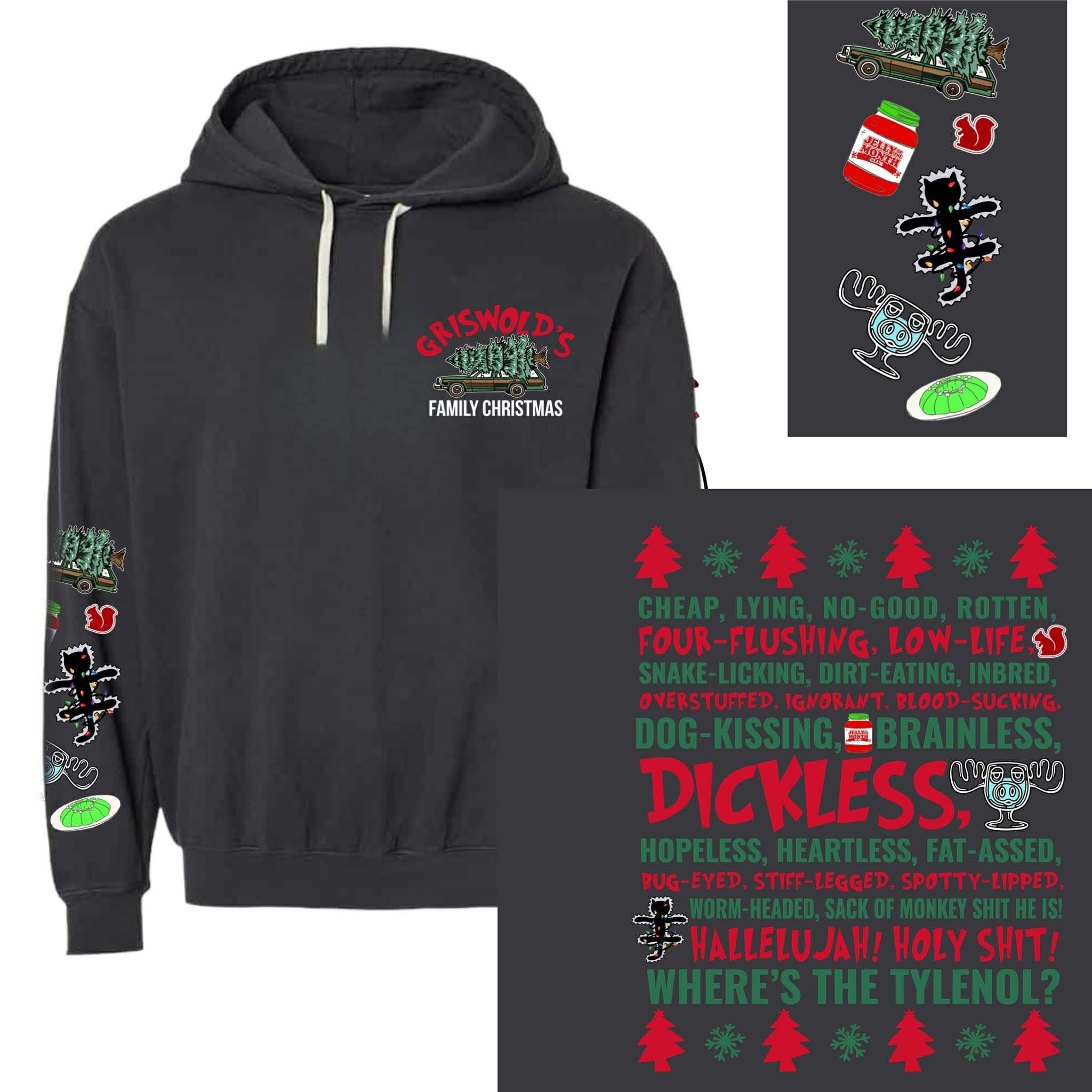 Family Vacation Pocket w/ Vacation Icons Sleeve & Cheap, Lying, No-Good (Back)