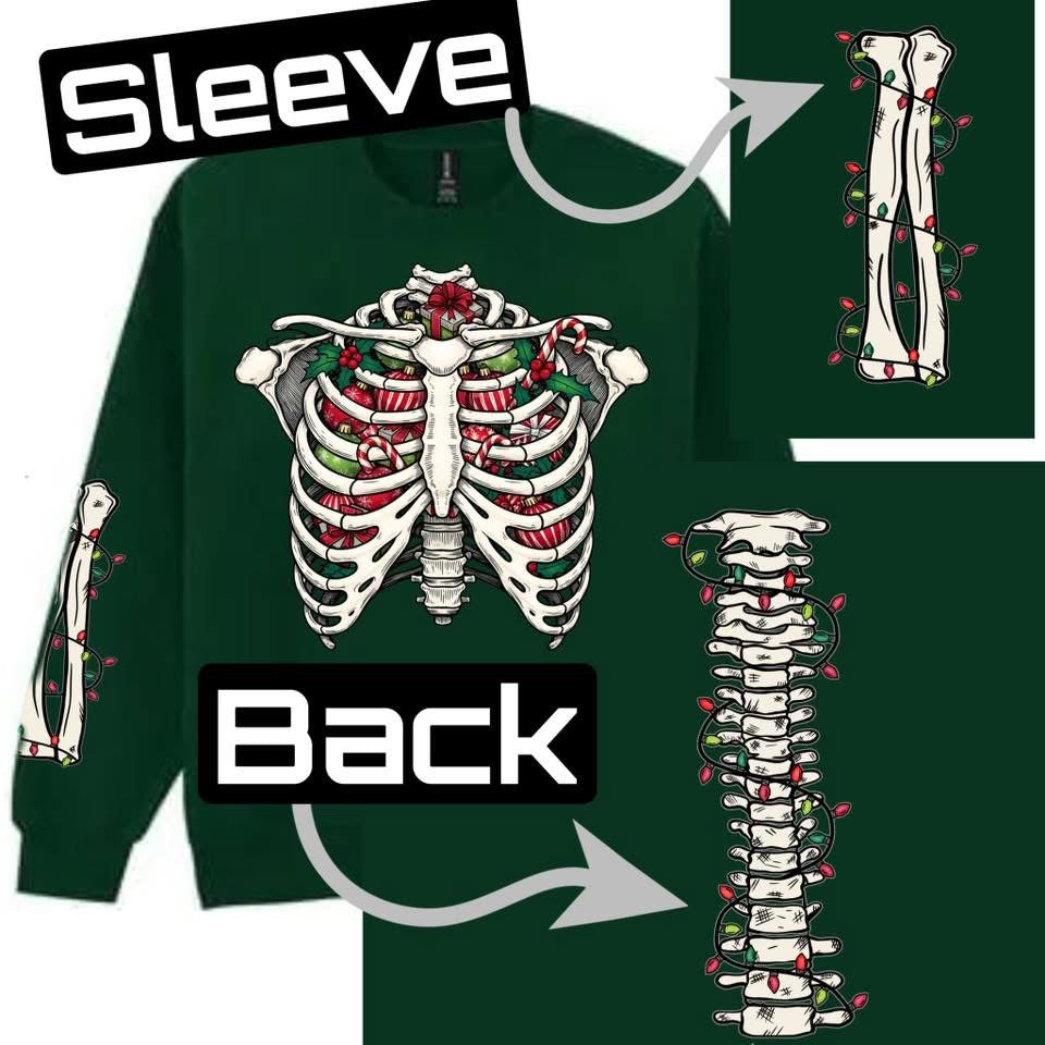 Christmas rib cage bones front w sleeve bone & backbone  design