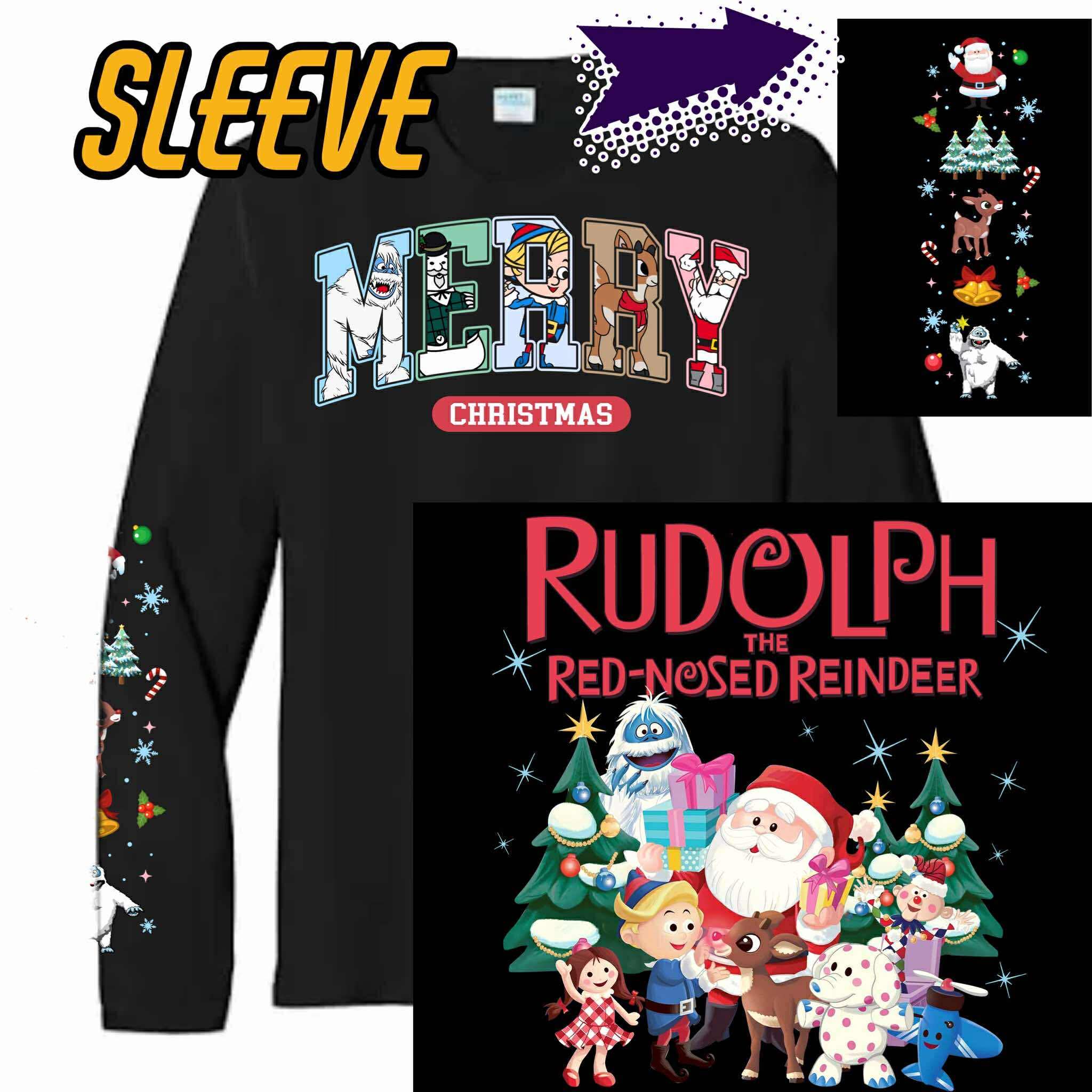 Merry (Front) w/ Christmas Friends Sleeve & Reindeer (Back)
