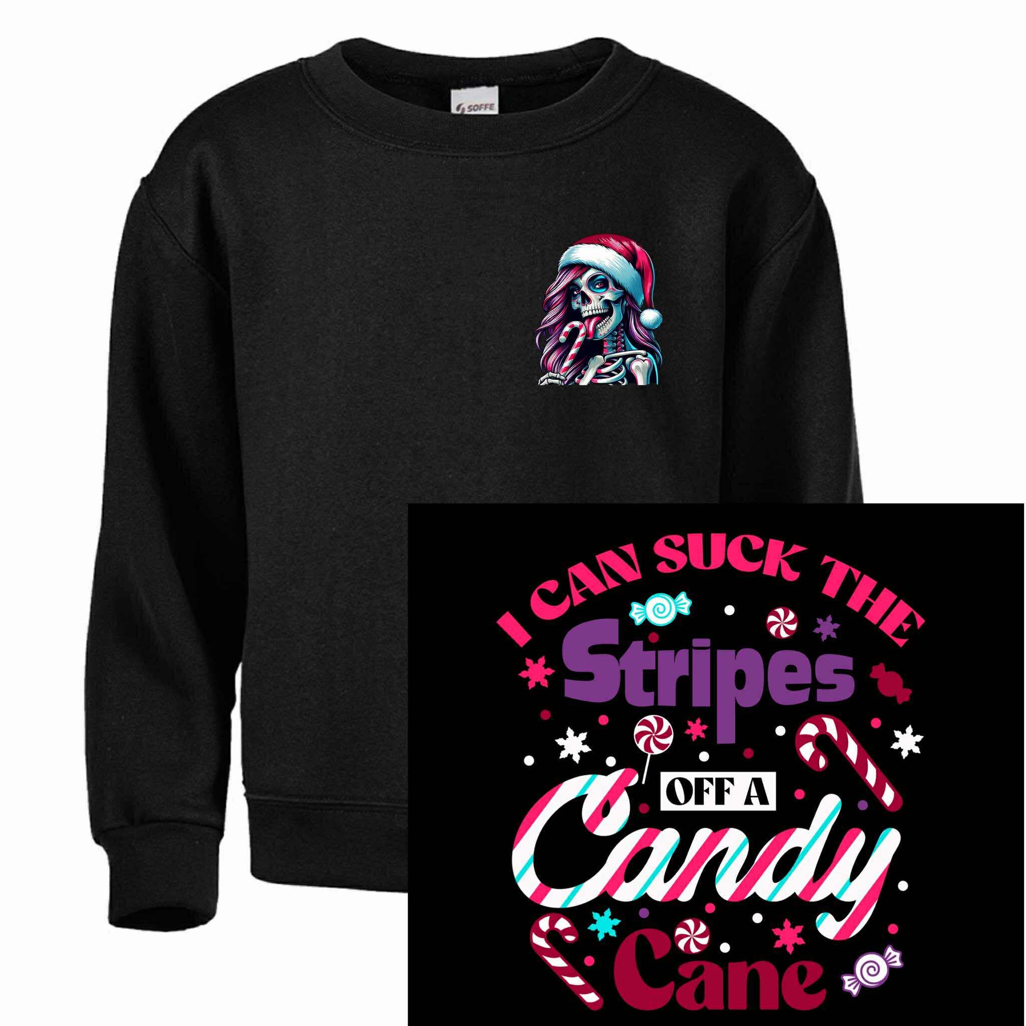 Skelly Girl Candy Cane Pocket w/ Suck the Stripes (Back)