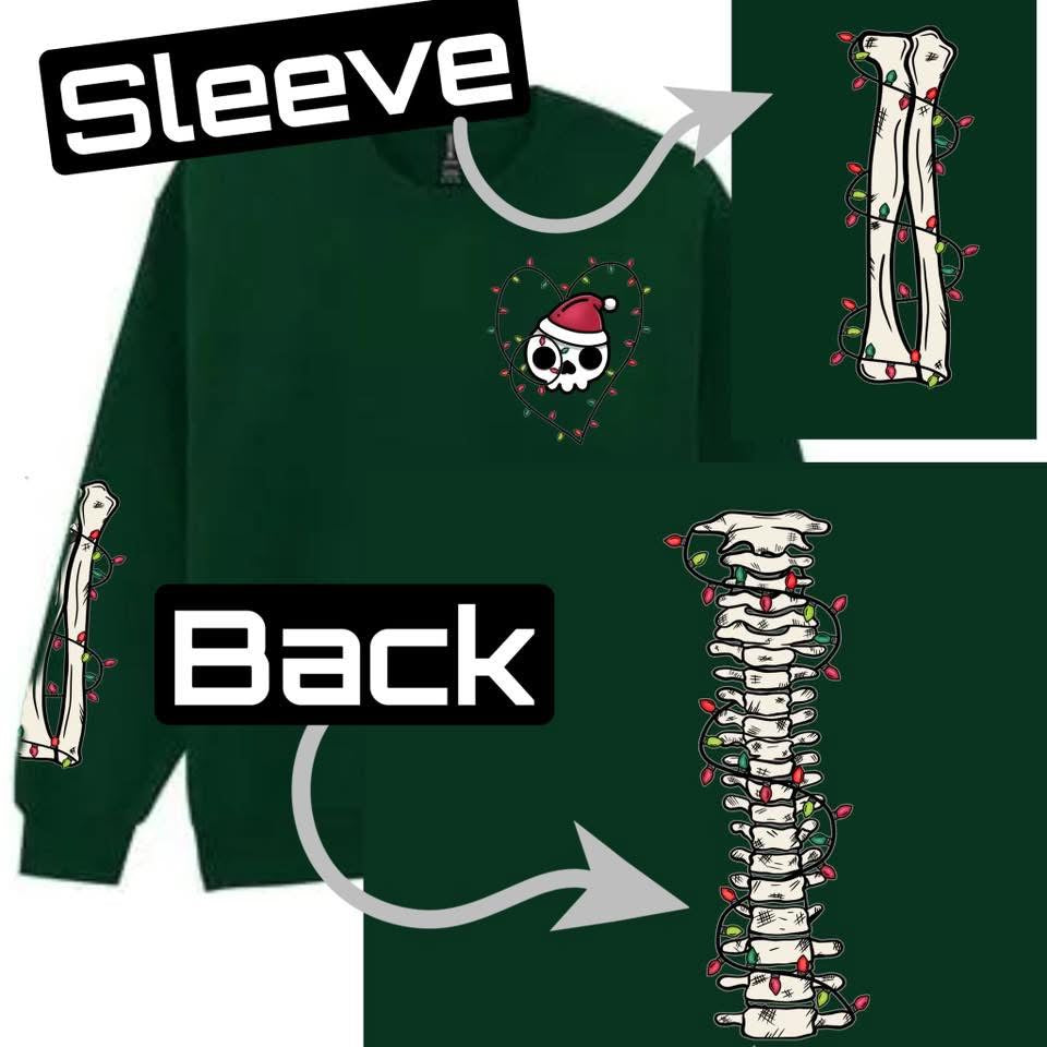 Christmas bones skelly pocket w/ sleeve bone & backbone design