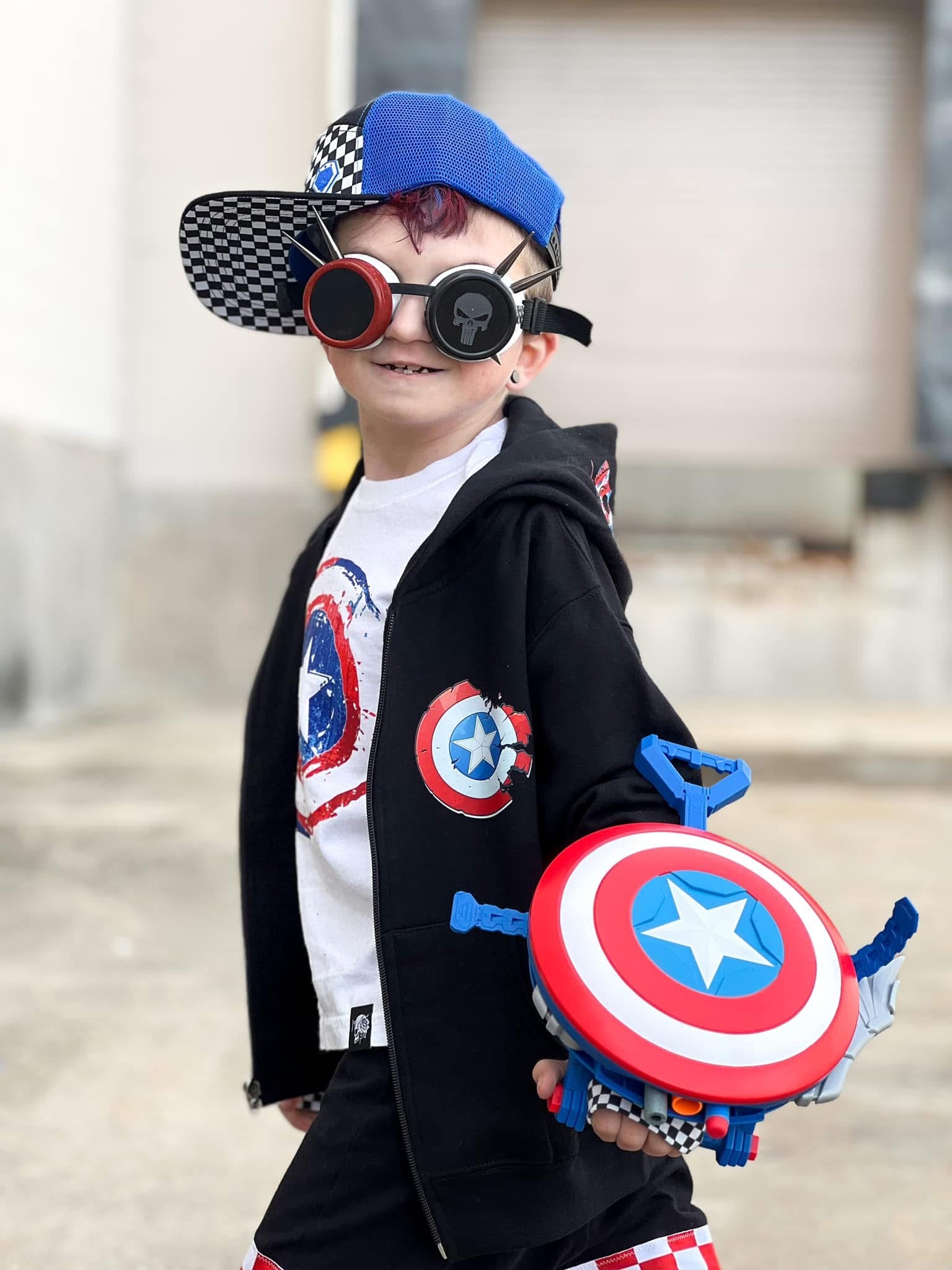 Super Blue Alien w/ Shield pocket design ( TODDLER & YOUTH SIZES)