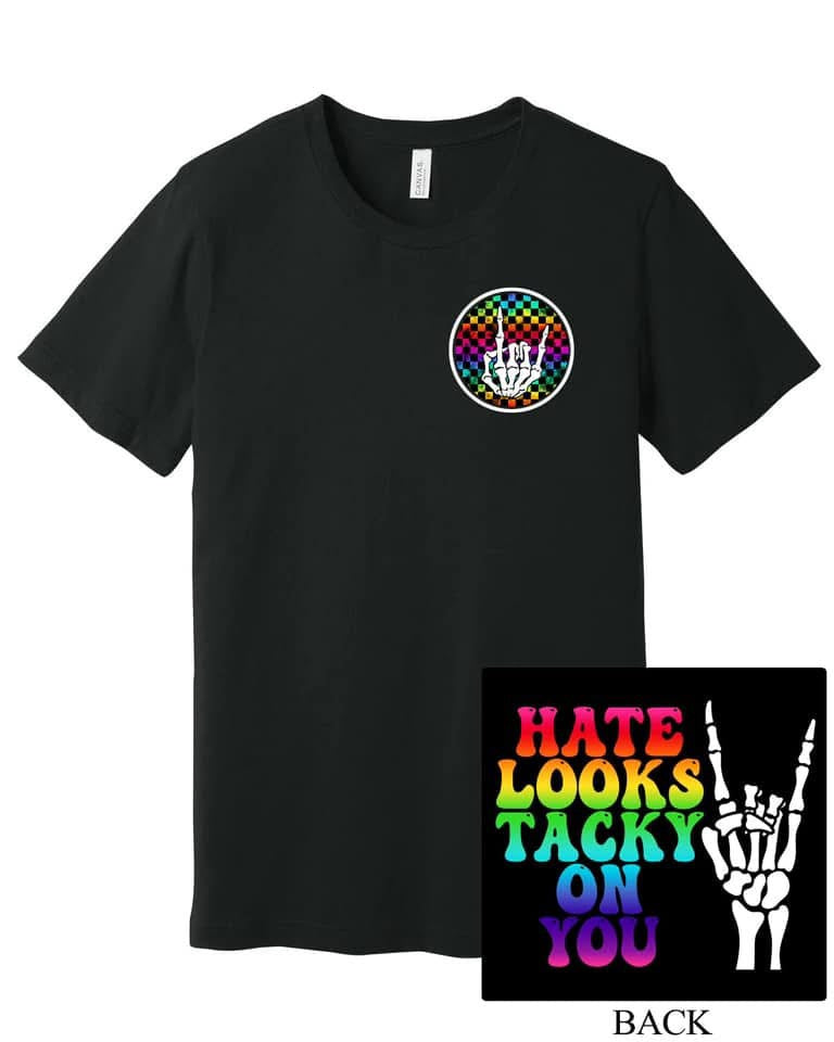 Rainbow Skelly Hand Pocket w/ Hate Looks Tacky On You (Back)
