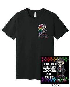 Rainbow Bolt & Skelly Dude Pocket w/ Trouble Never Looked So Cute (Back)