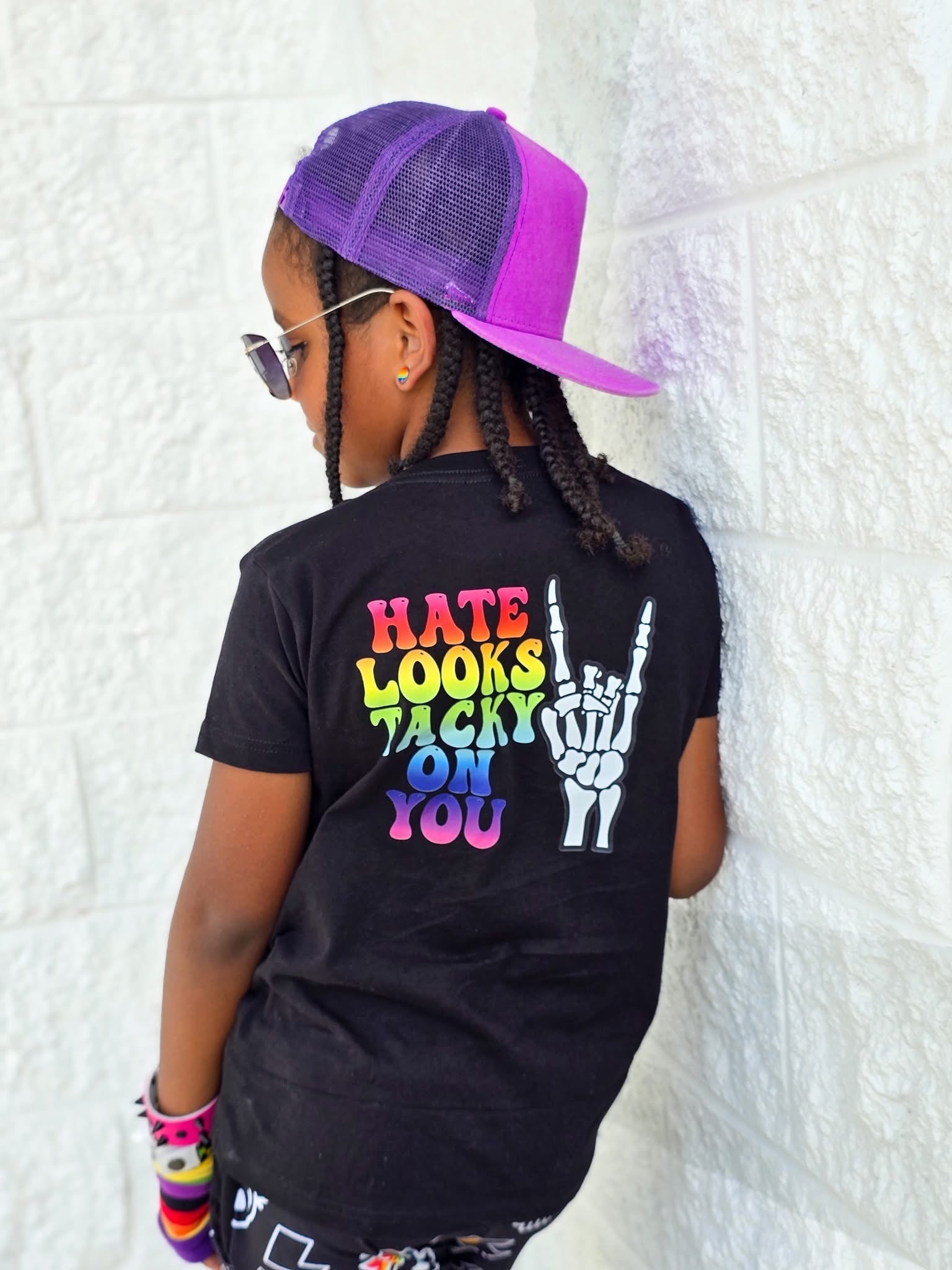 Rainbow Skelly Hand Pocket w/ Hate Looks Tacky On You (Back)