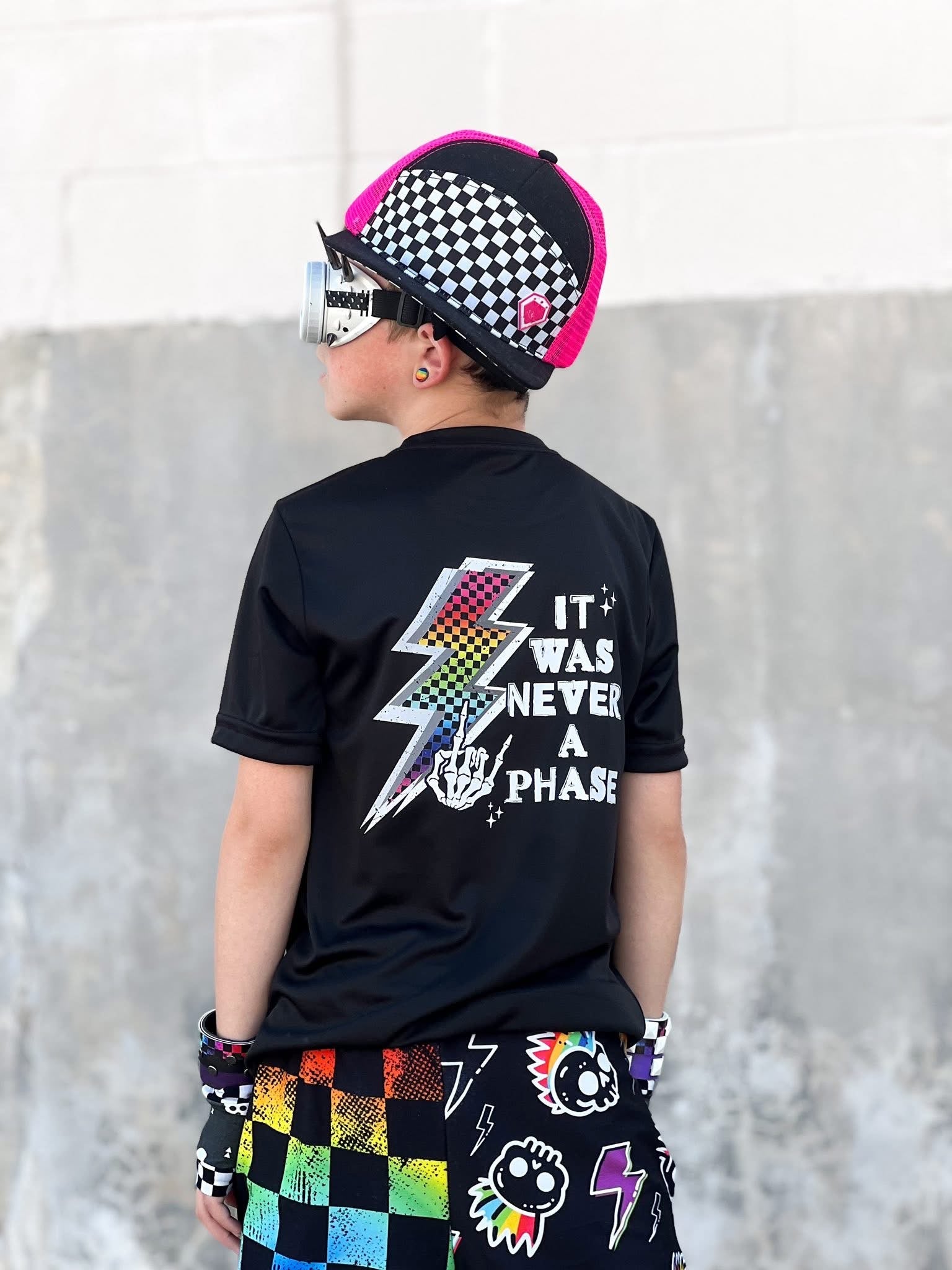 Rainbow Bolt & Skelly Dude (Front) w/ It Was Never a Phase (Back)