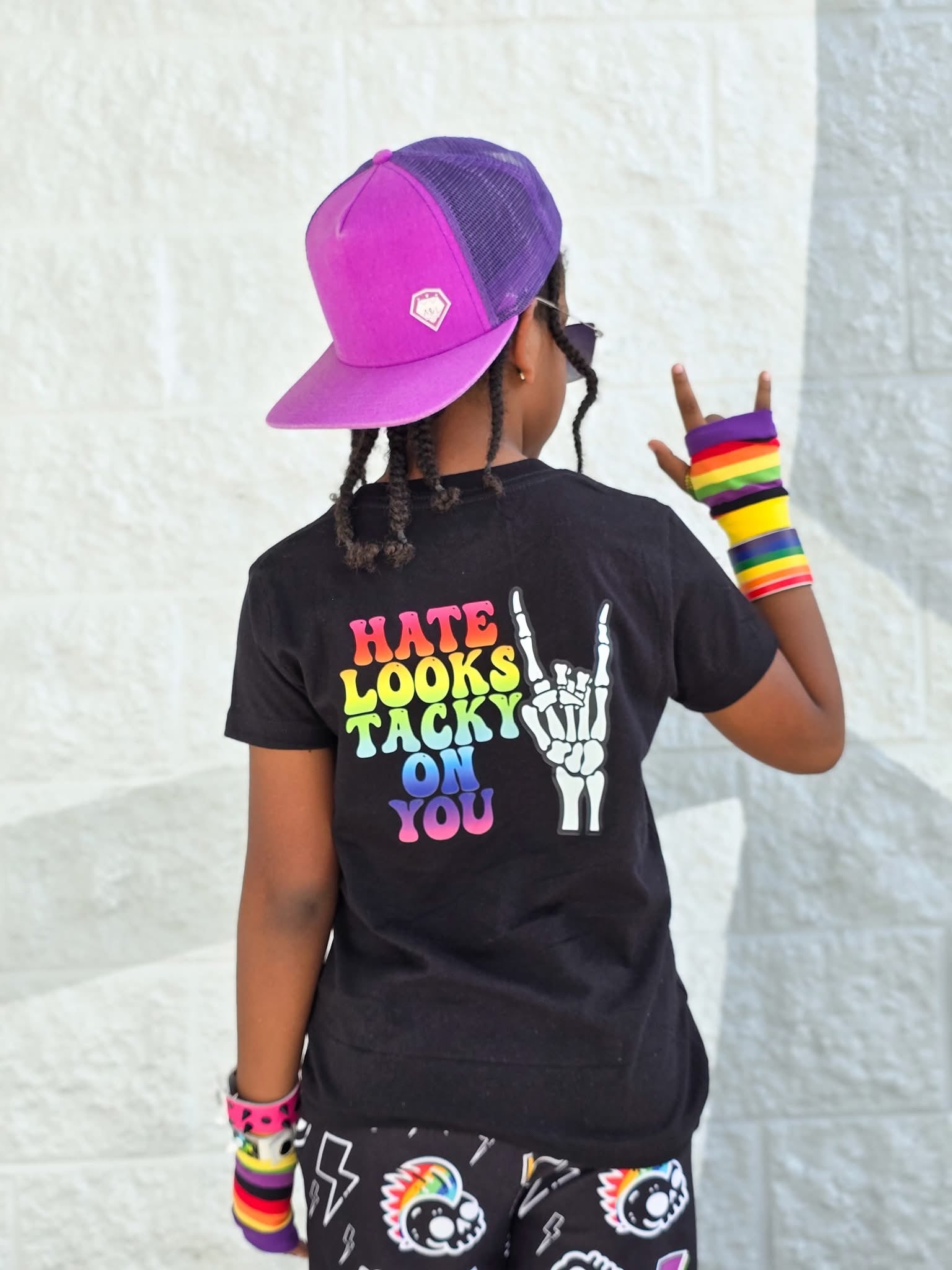 Rainbow Skelly Hand Pocket w/ Hate Looks Tacky On You (Back)