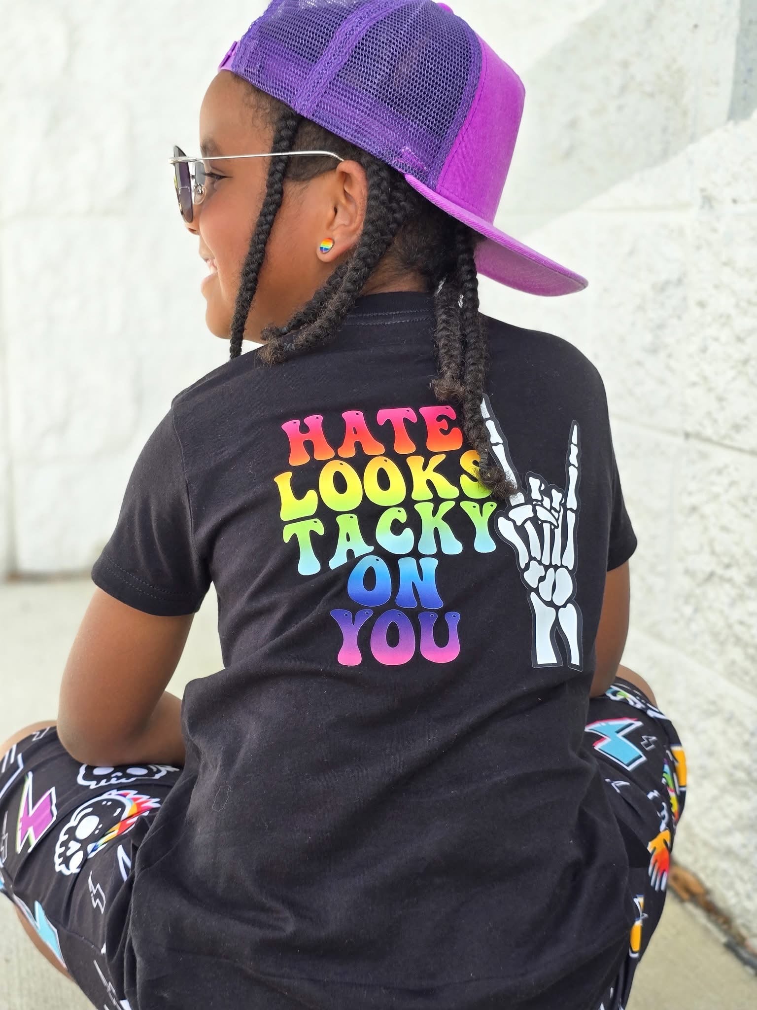 Rainbow Skelly Hand Pocket w/ Hate Looks Tacky On You (Back)