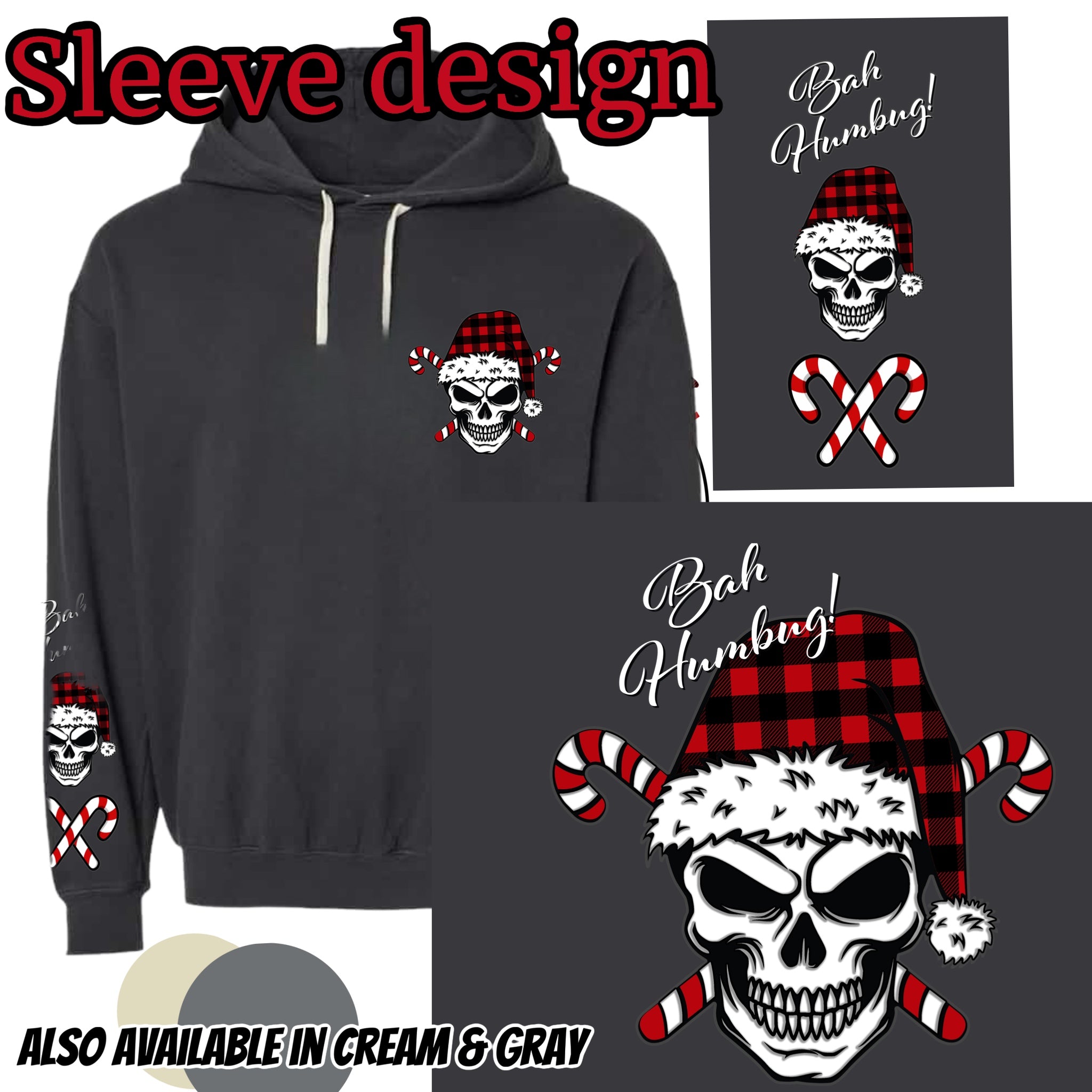 Skull (Pocket) w/ Bah Humbug (back) & Skull Sleeve Design