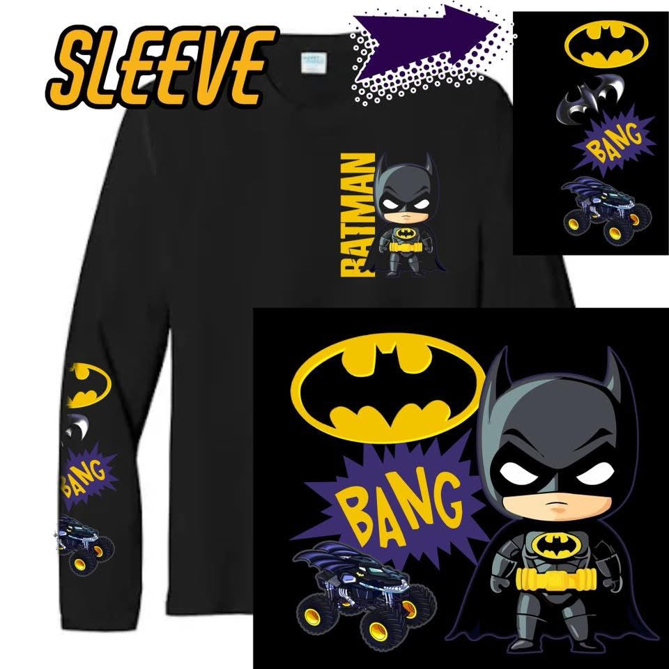 Batman (Front) w/ Bang (back) & Bat Icons Sleeve Design